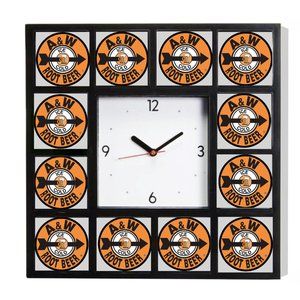 retro A&W Root Beer Ad promo around the Clock with 12 surrounding images
